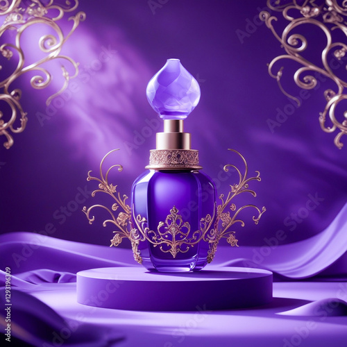 Bottle perfume and flowers background design