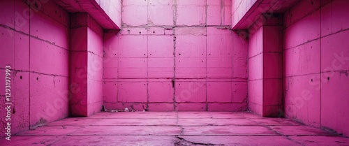 Vibrant pink concrete wall with textured surface creating a modern and artistic interior background for creative projects