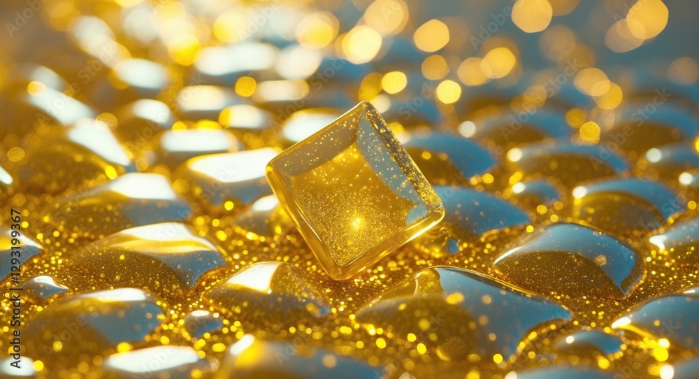 Golden yellow glossy tile with glittering texture and sparkling background for elegant flooring or wall design inspiration. Golden yellow glossy tile with glittering texture and sparkling background for elegant flooring or wall design inspiration.