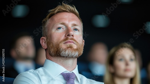 Businessman Listening in Auditorium photo