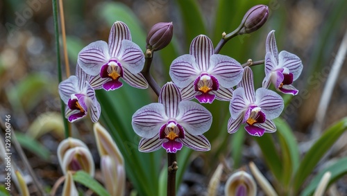Stunning Wild Orchids with Striped Petals in Natural Habitat Showcasing Holcoglossum Kimballianum Flora Beauty and Diversity photo