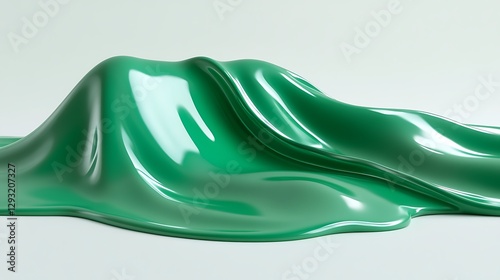Smooth Flowing Green Liquid Abstract Formation on Light Background for Visual Art Projects and Designs