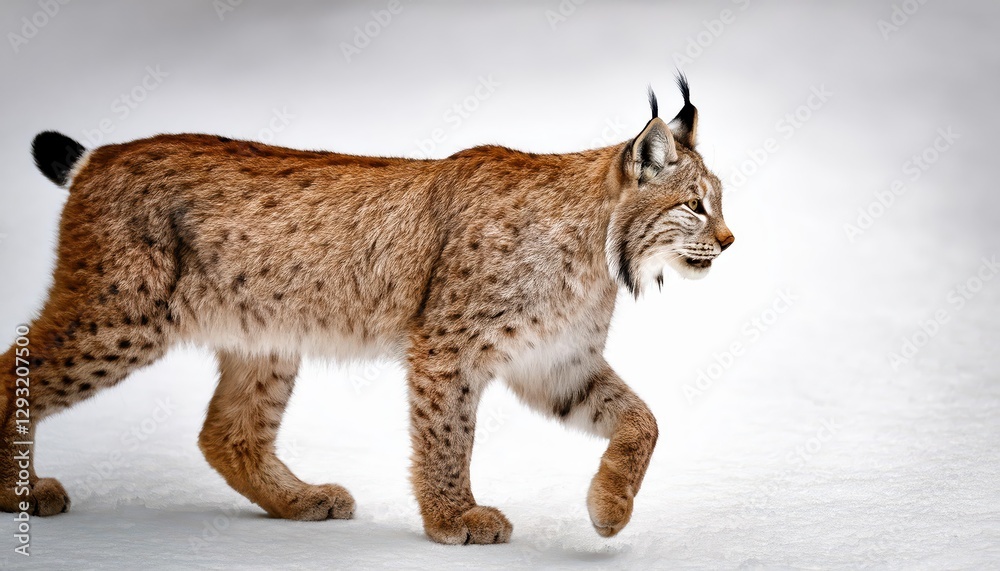 Lynx Roaming Snowy Plains Majestic Wild Cat Walking on a Pristine White Surface in Arctic Winter, Capturing the Fierce Grace and Elegance of Natures Elusive Hunter Lynx Roaming Snowy Plains Majestic Wild Cat Walking on a Pristine White Surface in Arctic Winter, Capturing the Fierce Grace and Elegance of Natures Elusive Hunter