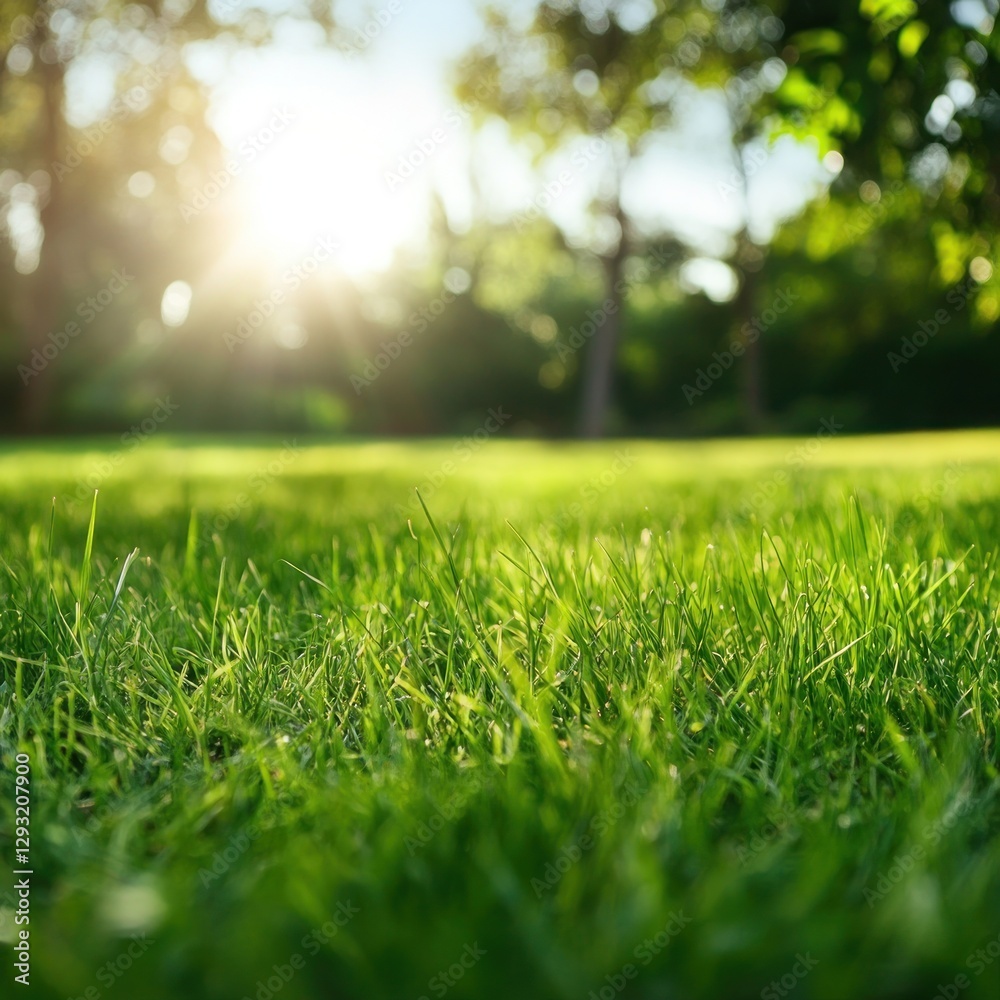 Naklejka premium Sunny park grass close-up