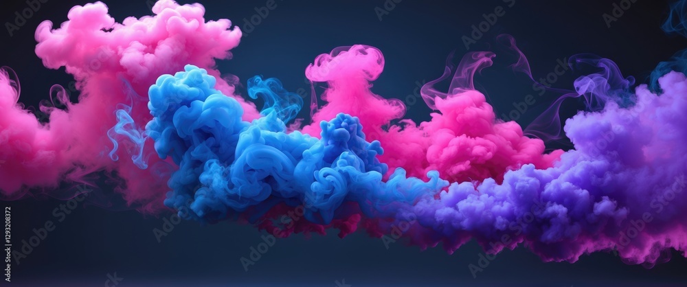 Fototapeta premium Neon pink blue and purple vapor smoke creating a vibrant abstract background isolated on dark for artistic or commercial use