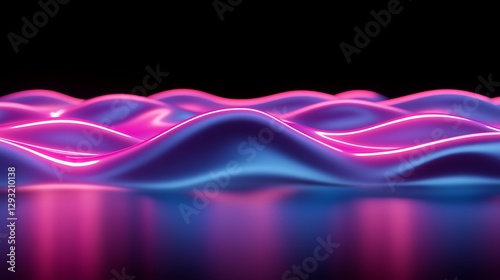 Smooth Waves of Neon Light Creating a Futuristic Aesthetic in Abstract Style