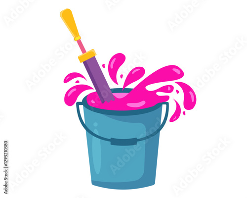 Happy holi festival of colors with holi watercolor bucket and pichkari  photo
