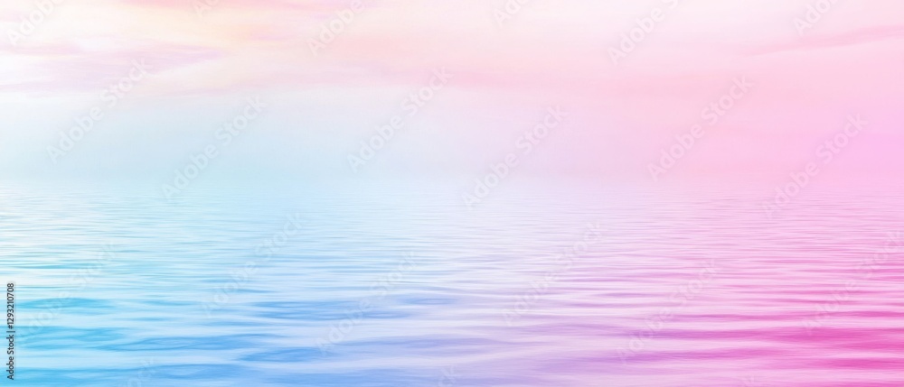 Obraz premium A beautiful blue, pink and purple ocean with a horizon in the background
