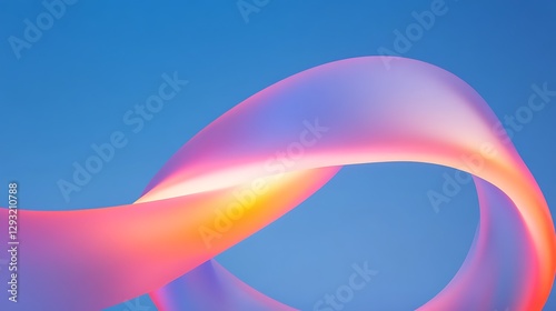 Soft Colorful Waves Flowing Smoothly Against a Bright Blue Sky in a Dynamic Abstract Composition