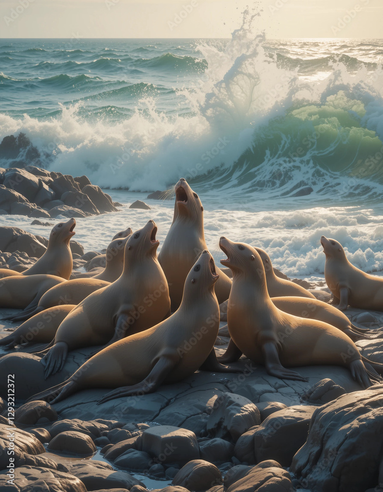 Fototapeta premium The Graceful Seal: Life Between Ocean and Ice