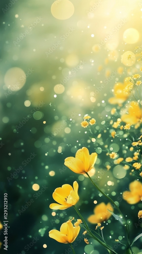 Obraz premium Radiant Yellow Tulips in a Spring Garden