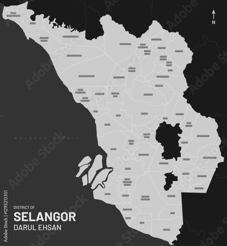 A vector of map of Selangor, in Malaysia