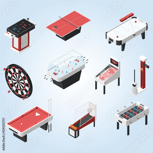 Colored games game machine isometric flowchart composition