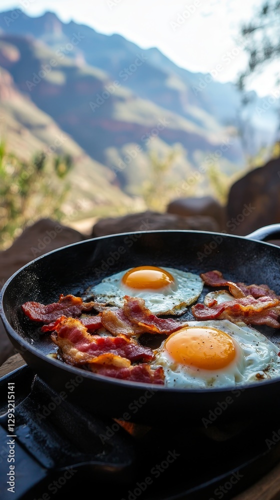 Scrumptious Outdoor Breakfast with Eggs and Bacon Scrumptious Outdoor Breakfast with Eggs and Bacon