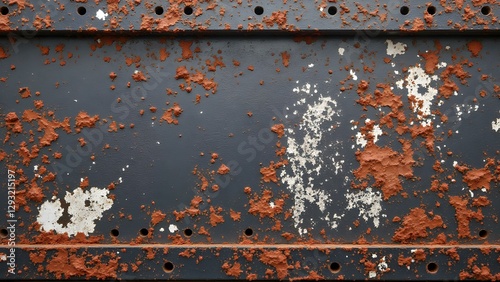 Rusty Metal Surface with Industrial Bolts and Peeling Paint