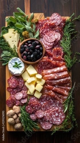 Wallpaper Mural Gourmet Charcuterie Board with Assorted Cheeses and Salami Torontodigital.ca