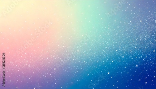 Obraz na płótnie ホログラム効果と星がきらめくグラデーションの背景。ナチュラルな色の星、お祝いのぼかしとホログラフィック抽象的なファンタジーの背景。水彩 w salonie