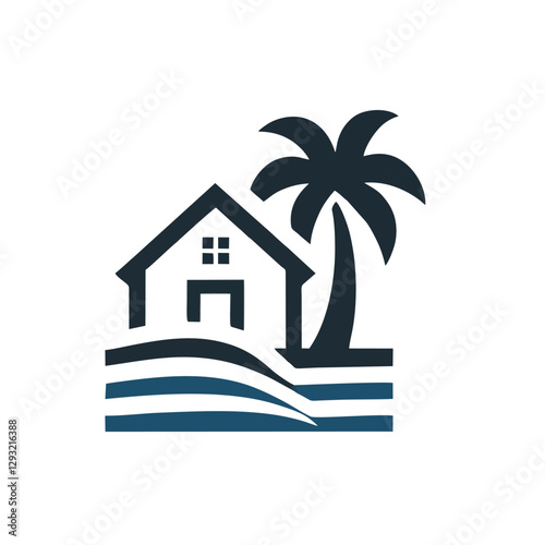 Simple Design of Palm Tree House Logo