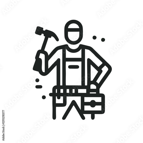 Handy Man Logo Handyman With a Tool Belt and a Hammer