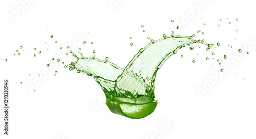 Aloe vera gel, aloevera juice splash isolated on white