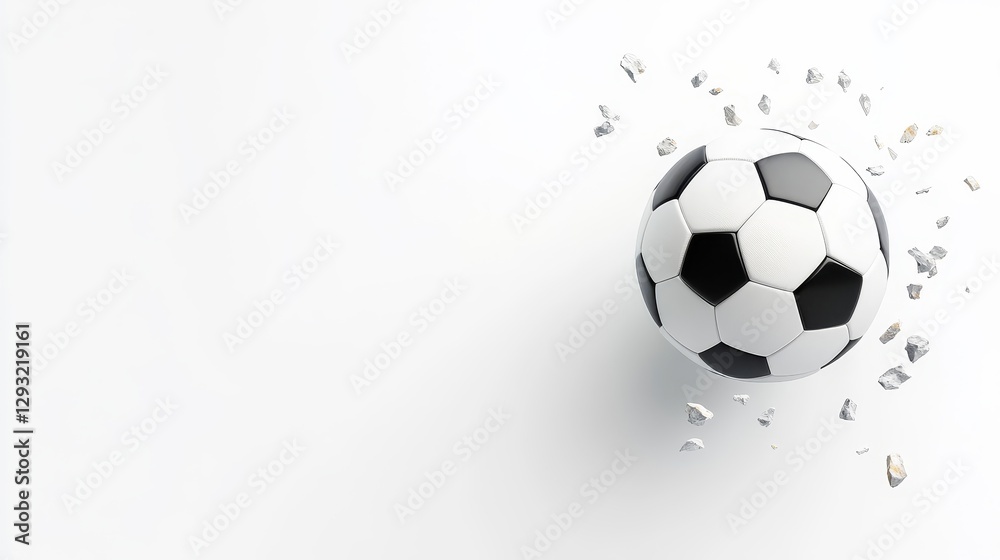 Fototapeta premium Soccer Ball Breaking Through Wall with Crumbling Effect Design