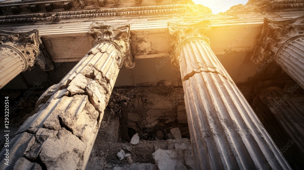 Obraz premium Ruined Ancient Columns Under Sunlight