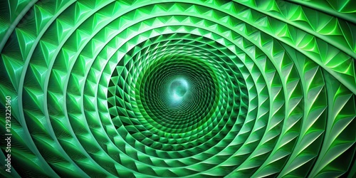 Hypnotic green geometric shapes with swirling vortex motion in a studio background, swirl, geometric,  swirl, geometric