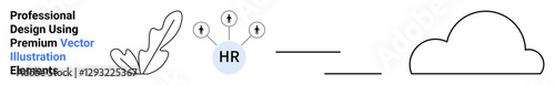 Leaf accent, HR node linking icons, and cloud outline highlight connectivity, human resources, and technology themes. Ideal for HR tools, cloud systems, tech startups, web banners careers digital
