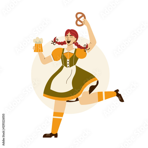 Obraz na płótnie Oktoberfest Girl in Costume with Beer w salonie