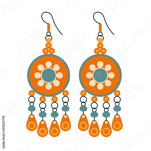 Oriental Earrings Icon in Flat Design