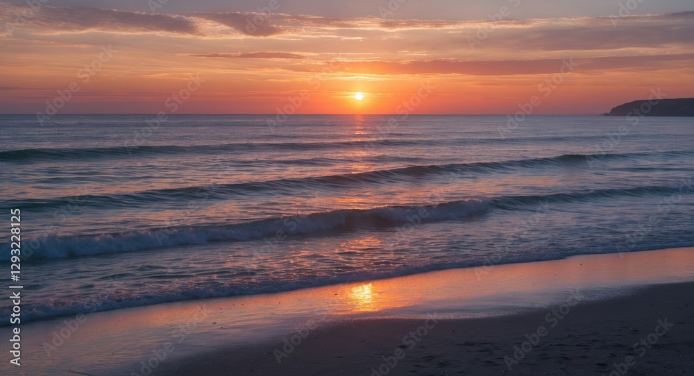 Tranquil Sunset Over Coastal Waters with Reflection and Space for Text Overlay Tranquil Sunset Over Coastal Waters with Reflection and Space for Text Overlay