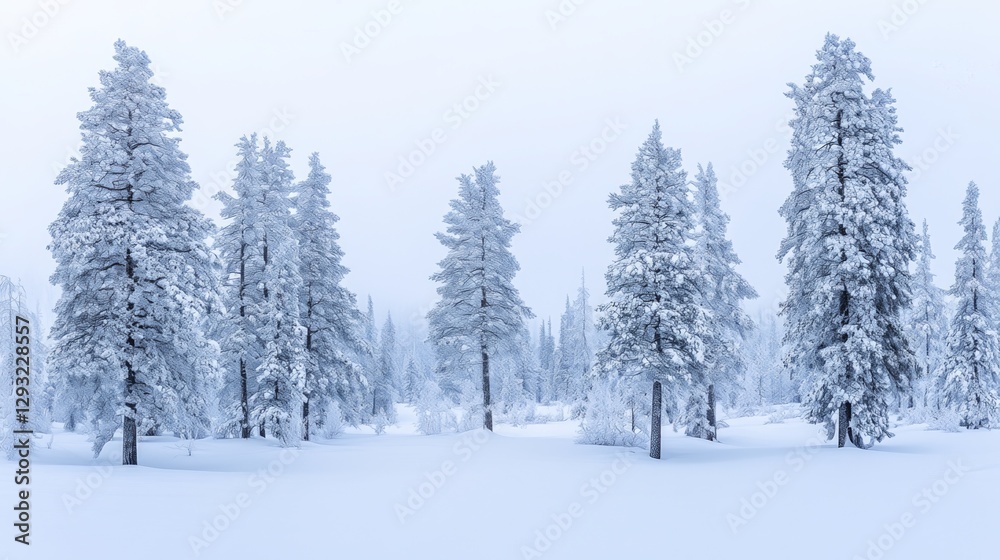 Snowy forest in Lapland, a serene winter wonderland of tranquility and purity. Snowy forest in Lapland, a serene winter wonderland of tranquility and purity.
