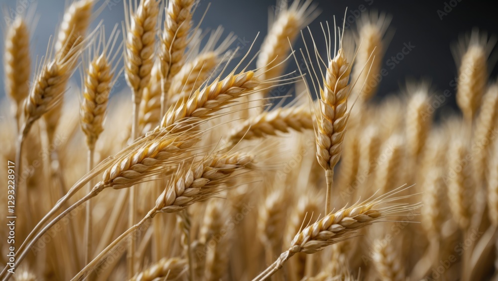 Close-up view of golden wheat ears swaying gently in a field under natural light showcasing agricultural beauty and harvest season. Close-up view of golden wheat ears swaying gently in a field under natural light showcasing agricultural beauty and harvest season.