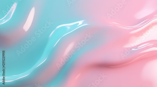 Soft Waves of Aqua and Pink Fluid Background Ideal for Creative Designs and Artistic Projects