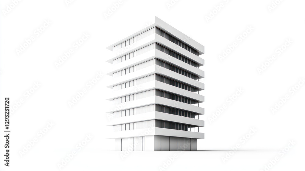 Modern white building architectural model, isolated on white background, for real estate design Modern white building architectural model, isolated on white background, for real estate design