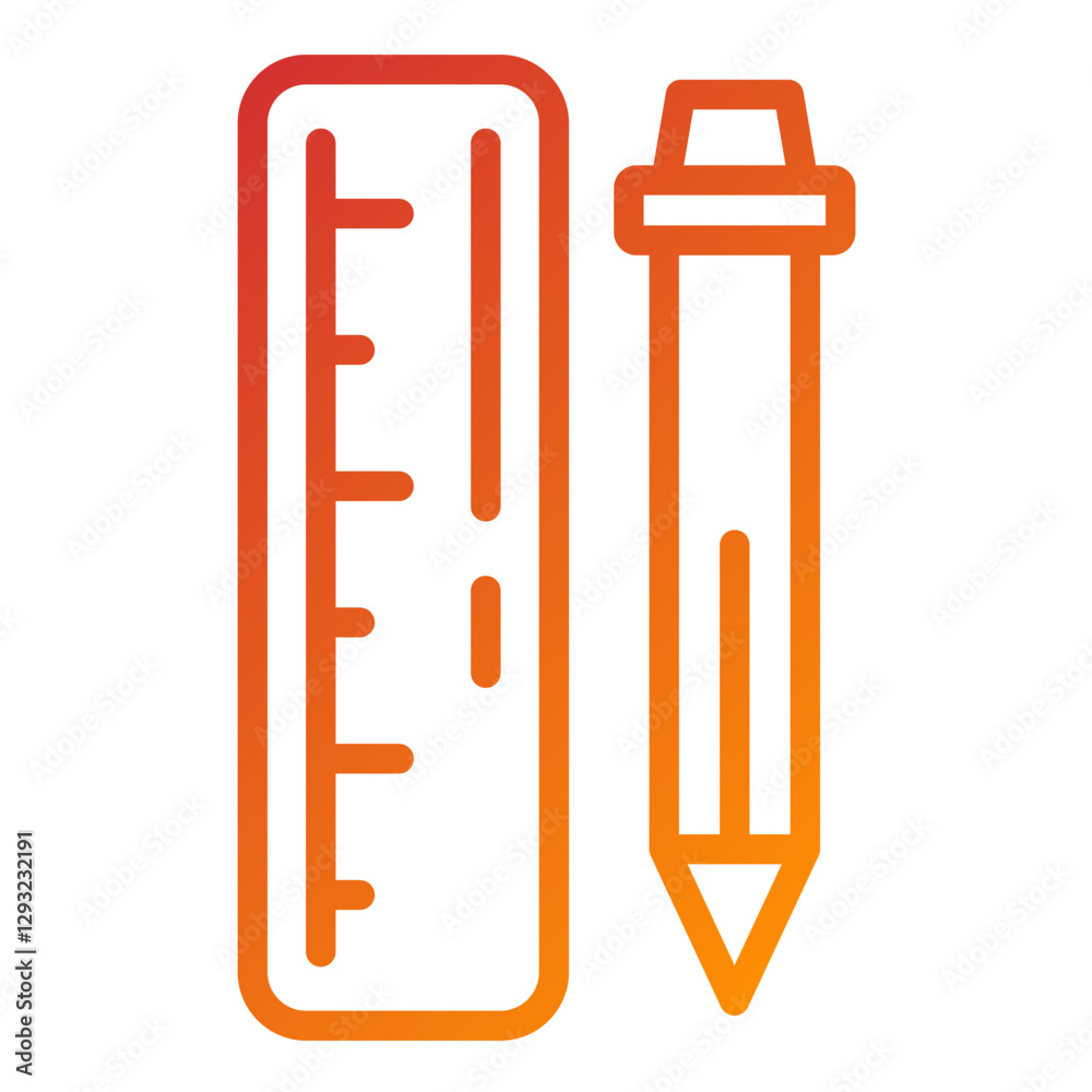 Pencil and Ruler Vector Design Icon Style Pencil and Ruler Vector Design Icon Style