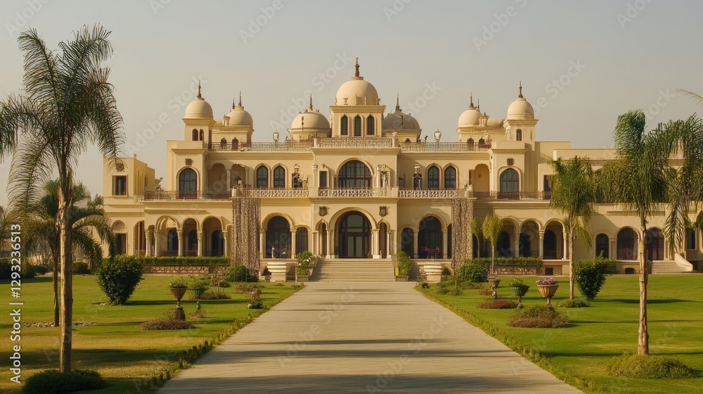 Obraz premium An opulent palace built by a Belgian businessman in the outskirts of Cairo, Egypt. Designed by architect Ernest Jaspar, the palace showcases a unique blend of architectural styles.