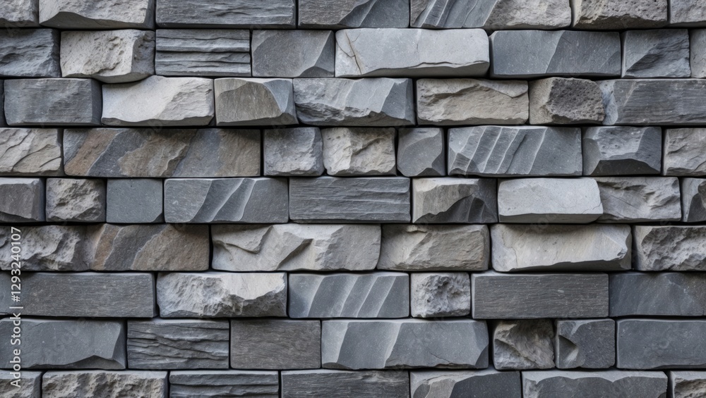 Gray stone wall texture featuring varied sizes of stones, creating a natural striped pattern ideal for architectural or design backgrounds. Gray stone wall texture featuring varied sizes of stones, creating a natural striped pattern ideal for architectural or design backgrounds.