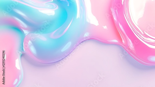 Vibrant Fluid Composition of Pink and Blue Liquid Swirls on Soft Light Background for Creative Designs