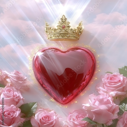 Crowned Heart Amidst Roses