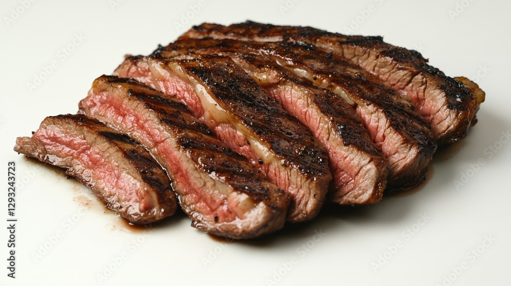 Juicy medium rare ribeye steak slices, showcasing rich flavors and perfect grilling. Juicy medium rare ribeye steak slices, showcasing rich flavors and perfect grilling.