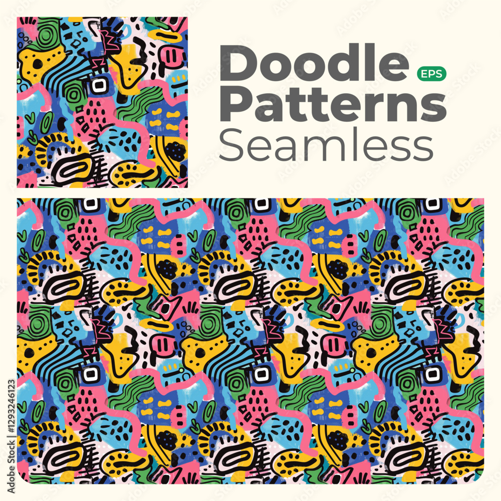 Doodle abstract full color patterns seamless Doodle abstract full color patterns seamless