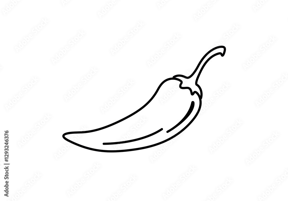 Drawing of a Spicy Chili Pepper on White Background for Recipe Illustration Drawing of a Spicy Chili Pepper on White Background for Recipe Illustration
