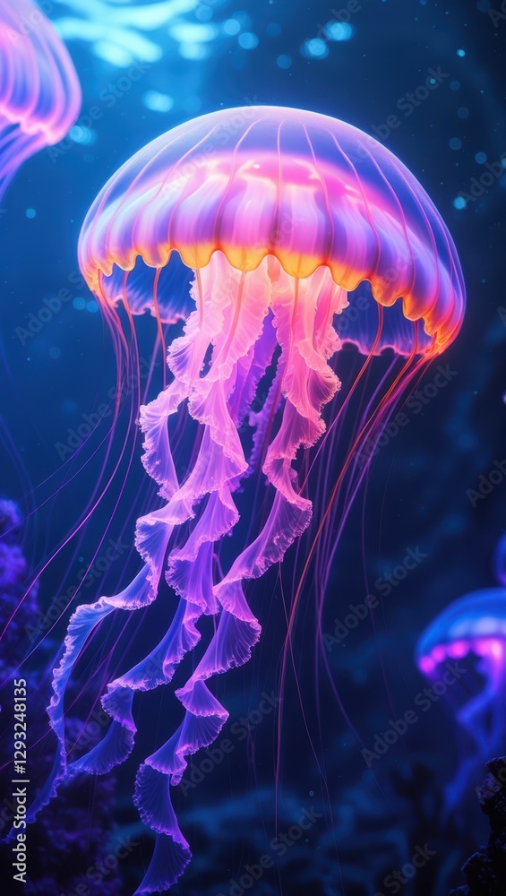 Glowing jellyfish underwater photography marine life ocean creatures sea animals aquatic wildlife nature photo Glowing jellyfish underwater photography marine life ocean creatures sea animals aquatic wildlife nature photo