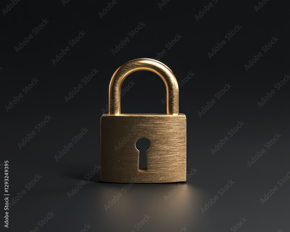 Golden Padlock on Dark Background Symbolizing Security and Protection Golden Padlock on Dark Background Symbolizing Security and Protection