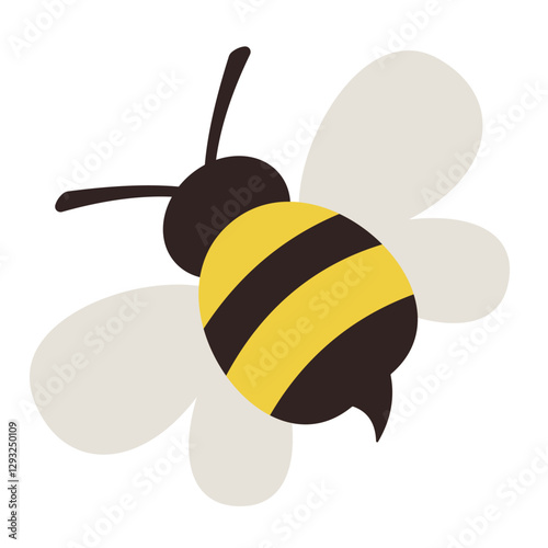 Lovely simple design of a yellow and black bee vector illustration on a white background