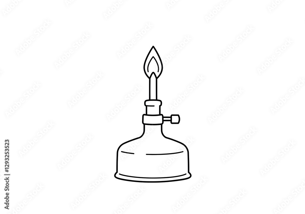 Bunsen Burner Illustration with Flame Isolated on White Background Bunsen Burner Illustration with Flame Isolated on White Background