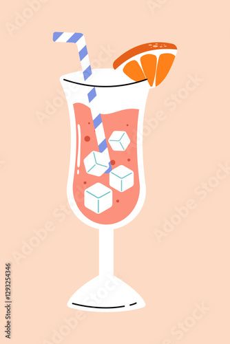 A refreshing cocktail with a juicy orange slice, offering a perfect balance of sweetness and freshness. Ideal for a hot summer day or beachside enjoyment.