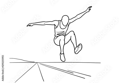 Athlete Long Jumping Illustration in Action on Track and Field