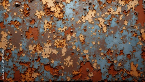 Rusty Industrial Metal Texture with Peeling Blue Paint